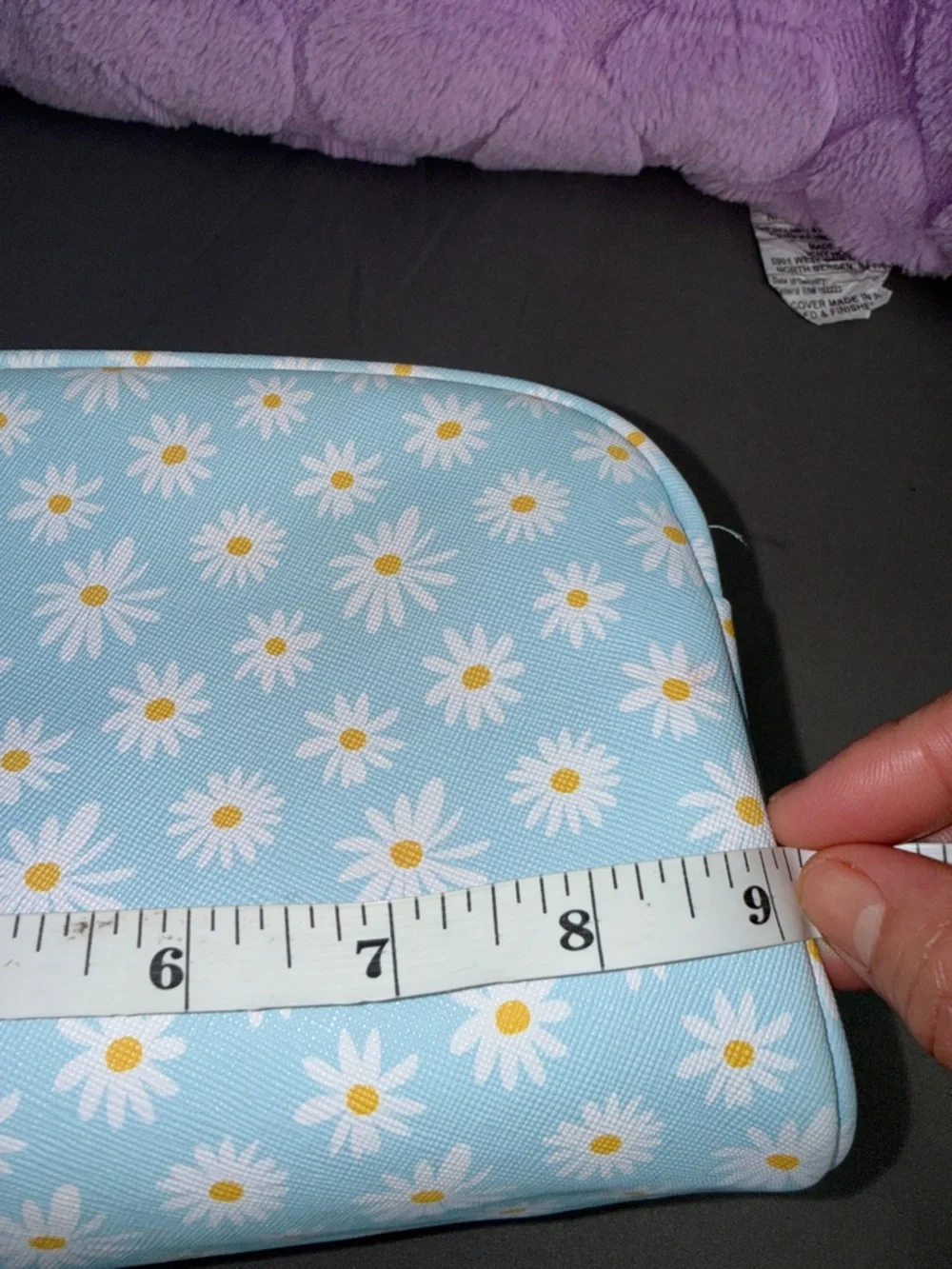 Vintage Daisy Print Light Blue Cosmetic Pouch